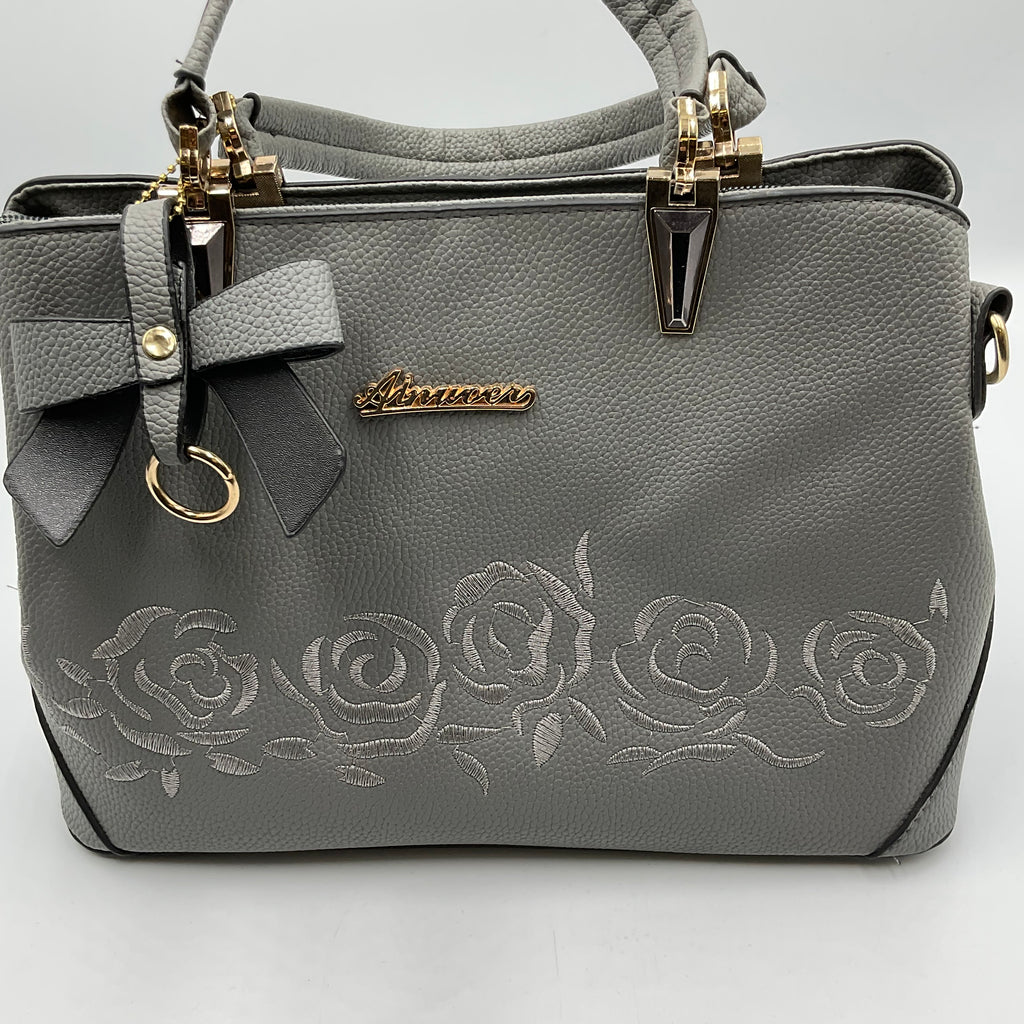Ziming Women’s Handbag Floral Embroidery Satchel Medium Tote Bag