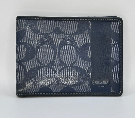 Coach Genuine Leather Blue Signature Wallet
