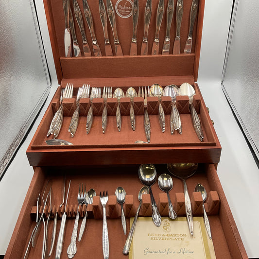 Reed & Barton Vintage Silverware Flatware Set 81 Pieces with Wooden Case