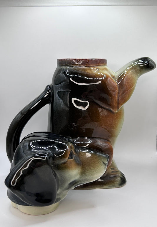 Erphila Vintage 1940s Porcelain Glazed Teapot Dachshund Beagle West Germany 6703B Full Mark