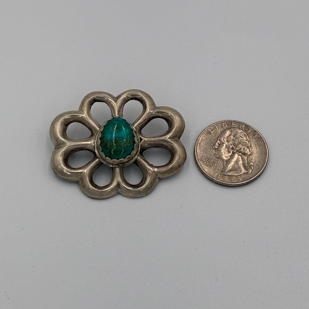 Vintage Brooch Wilford B Henry WBH Navajo Sterling Turquoise Openwork