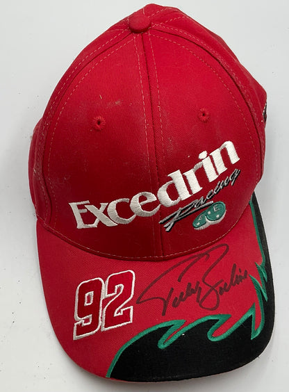 2001 Todd Bodine #92 Signed Excedrin Racing NASCAR Driver Red Hat