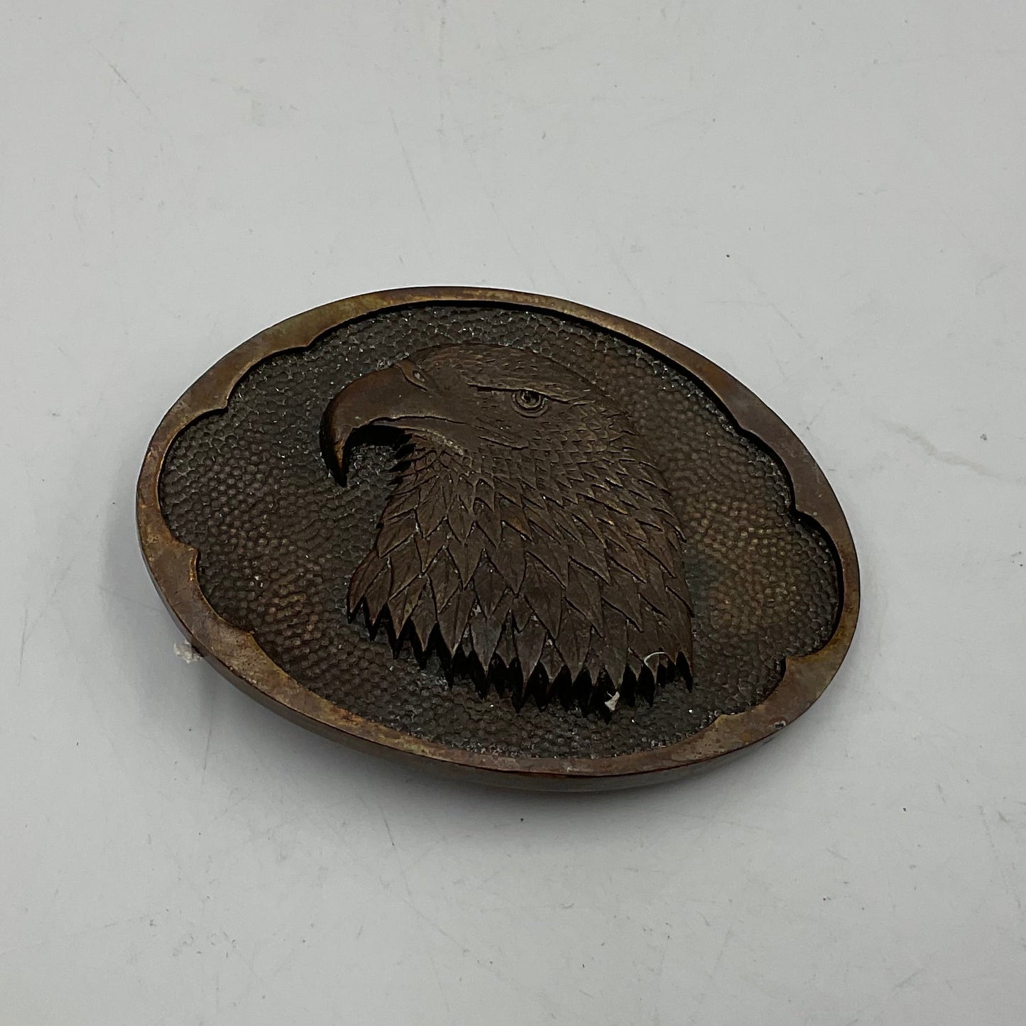 Vintage Eagle Belt Buckle Solid Bronze Stamped on Back