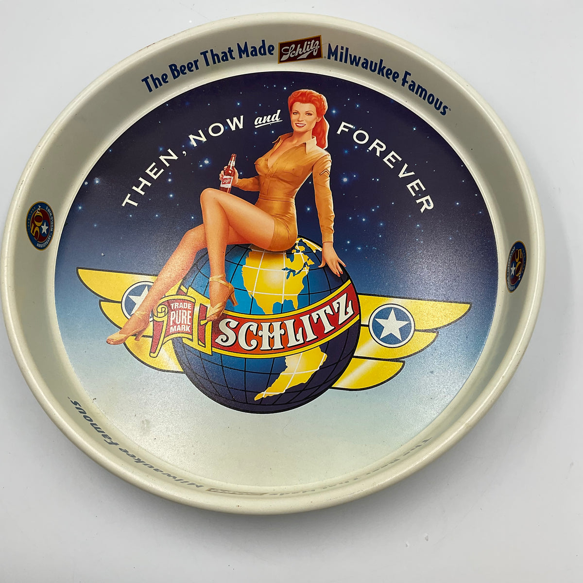 Schlitz Beer Tray 50Th Anniversary Of WWII Commemorative Metal Tray