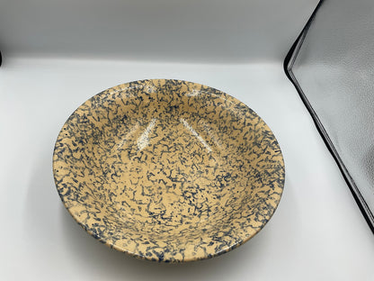 Robinson Ransbottom Pottery Company (R.R.P. Co.) blue spongeware stoneware mixing / pasta bowl