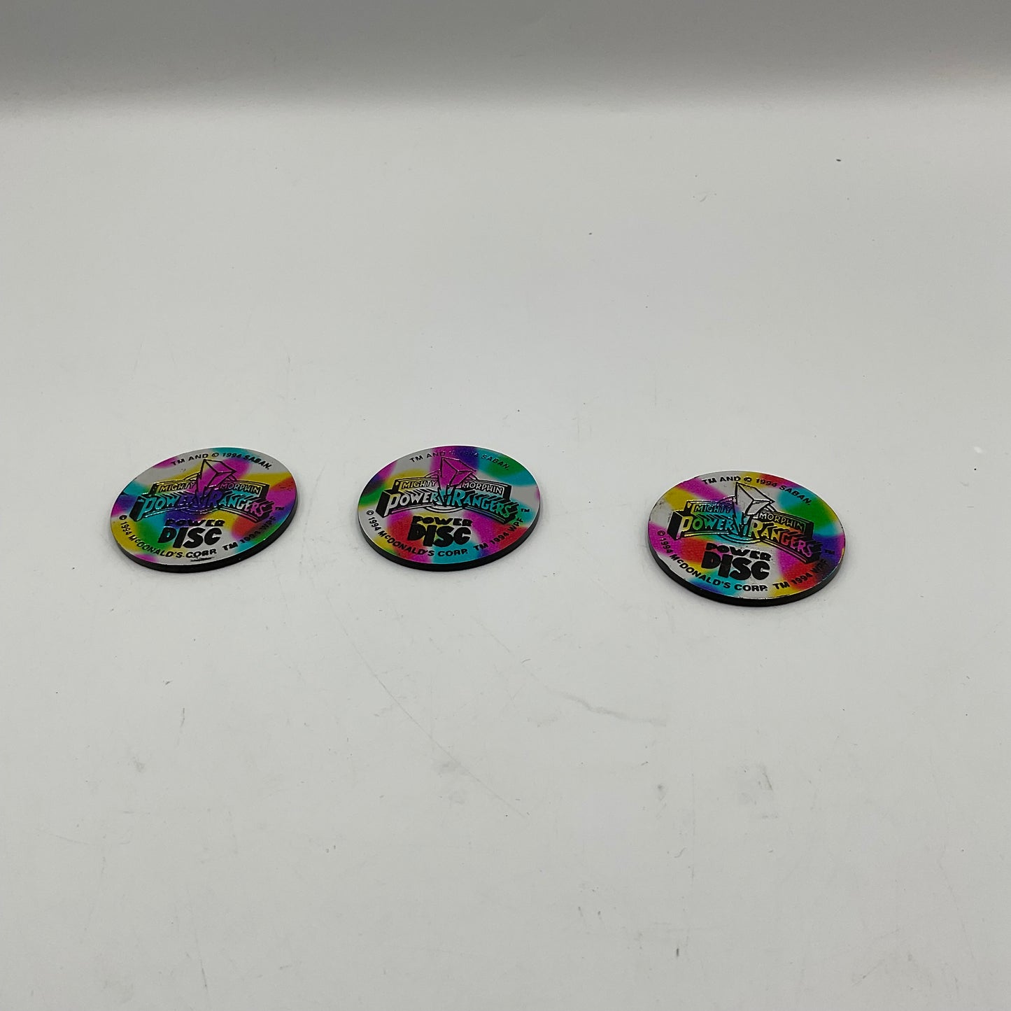 Set of 3 Vintage 1994 McDonald’s Mighty Morphin Power Rangers Pogs