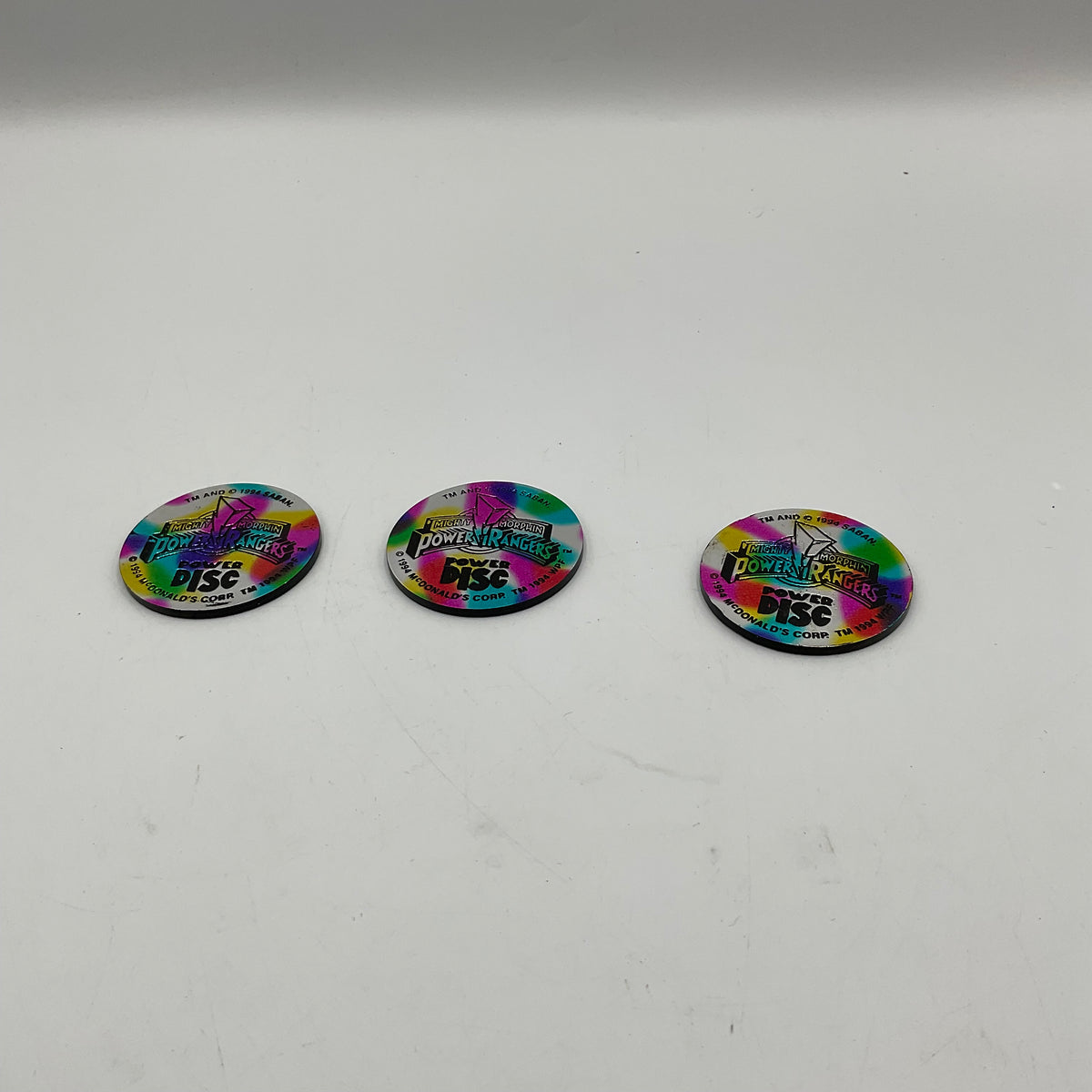 Set of 3 Vintage 1994 McDonald’s Mighty Morphin Power Rangers Pogs
