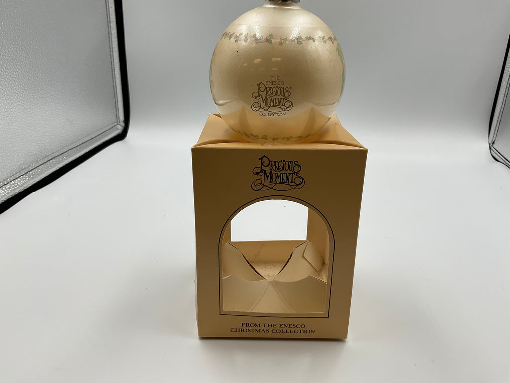 Vintage Precious Moments Ornament Merry Christmas Dear Glass Ball 1988 W/ Box