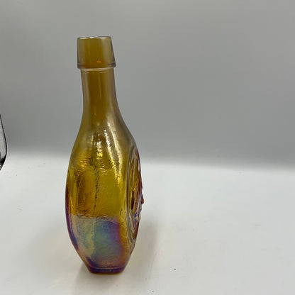 Vintage 1969 Wheaton Amber Carnival Glass Bottle
