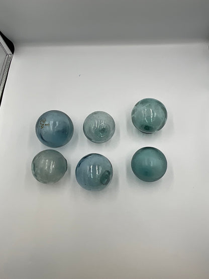 six authentic vintage Japanese Blown Glass Fishing Floats