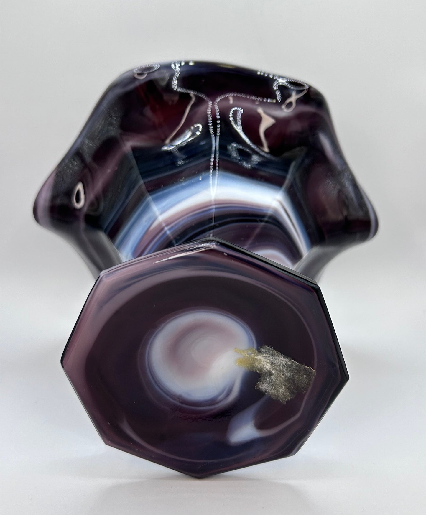 Purple Marble Thick Glass Vase Candy Dish Home Decor
