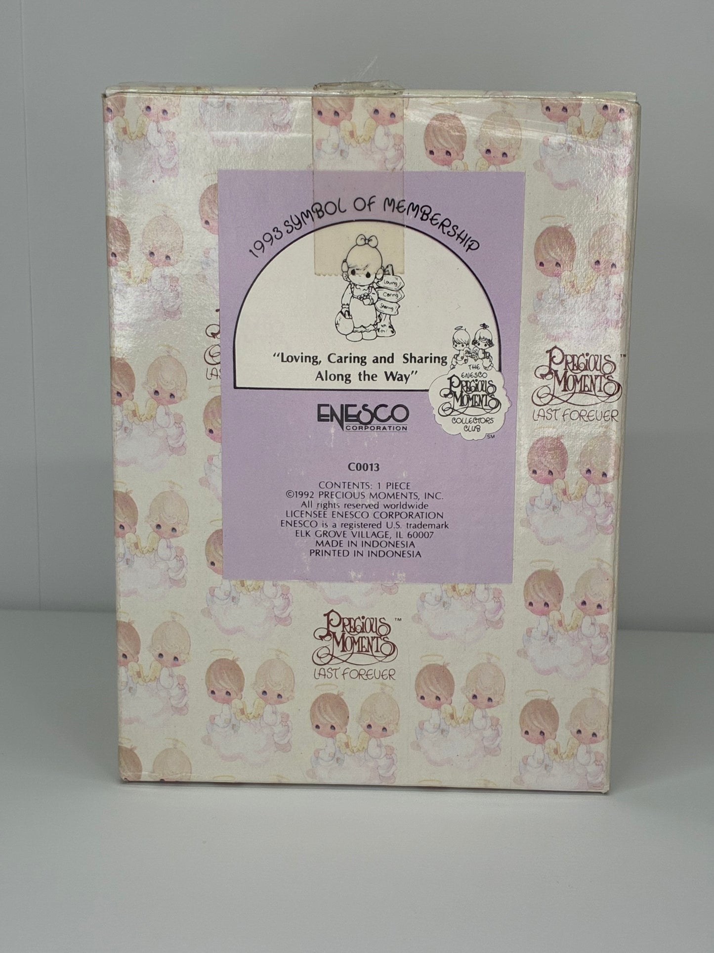 Precious Moments Vintage 1993 Symbol of Membership Loving Caring and Sharing Along the Way