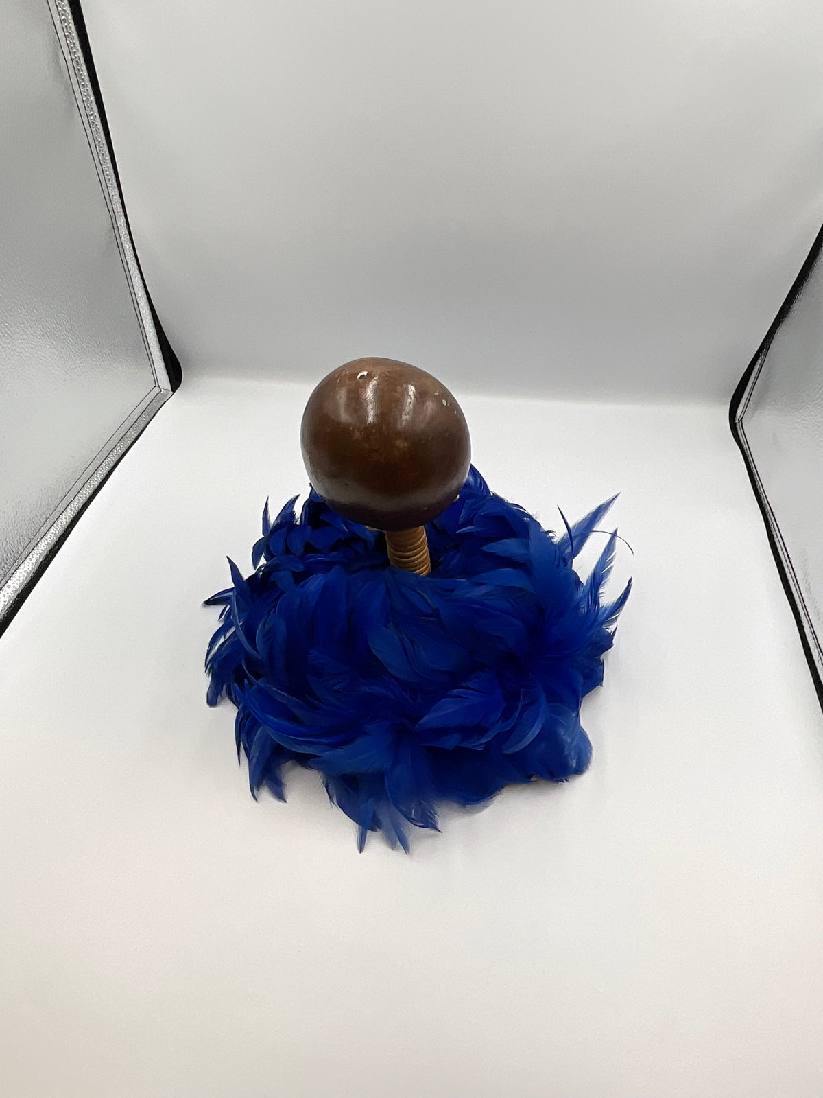 Vintage Hawaiian ʻUlīʻulī Feathered Coconut Rattle