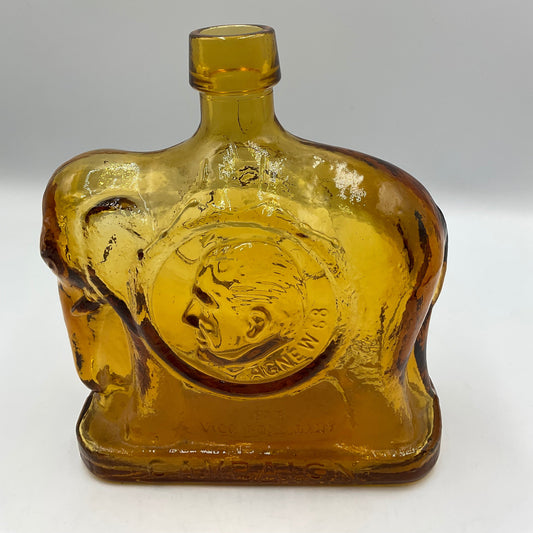 Vintage Wheaton First Edition 1968  Amber Glass Elephant Bottle