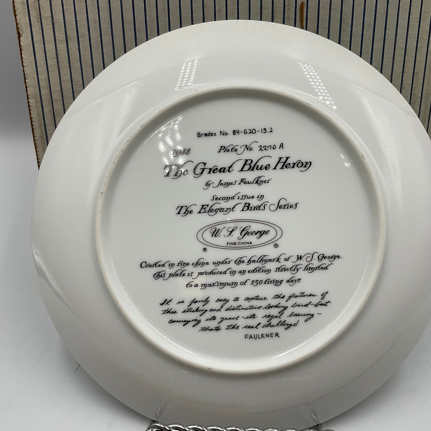 Ready JB W.L.George Fine China The Great Blue Heron By James Faulkner