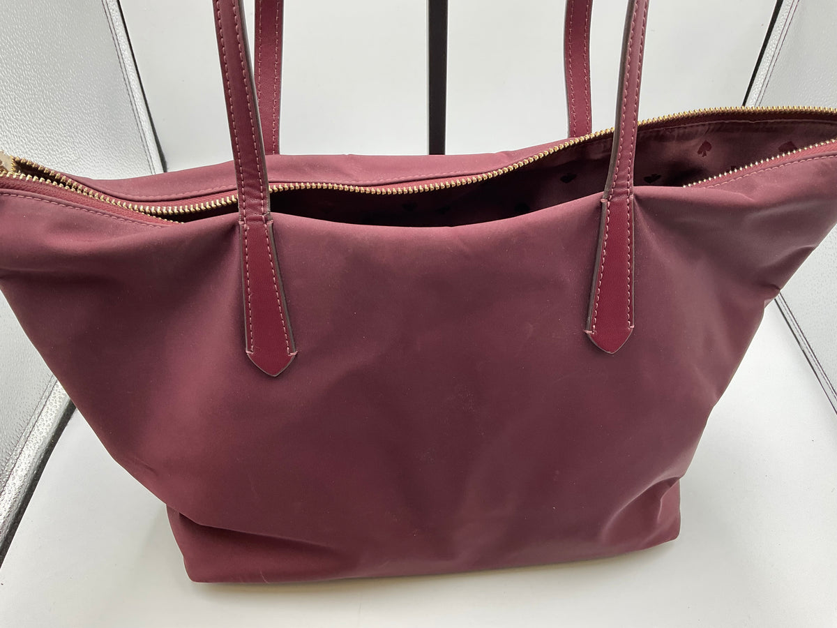 Kate Spade Large Canvas Reddish Burgundy Tote Handbag Purse