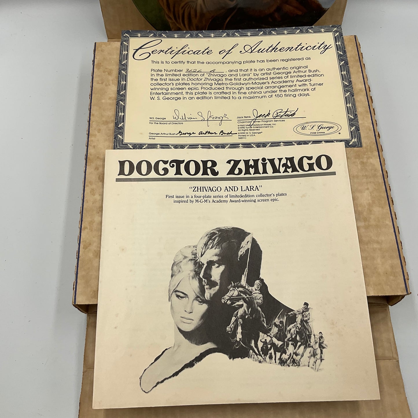 W.L. George Bradford Exchange Limited Edition Dr Zhivago and Lara Vintage 1990 Box COA