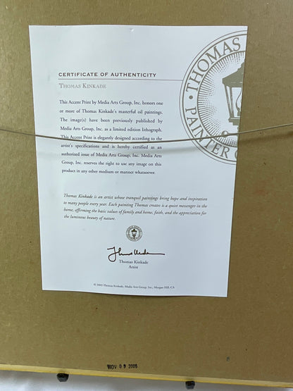 Thomas Kinkade A New Day Dawning Framed Print Picture with Certificate of Authenticity COA