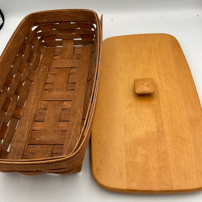 Longaberger Large Wooden Basket with Lid