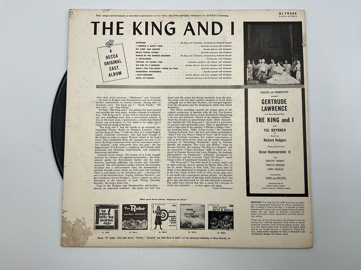 Vintage Decca DL 79008 The King and I orginal cast LP Yul Brynner