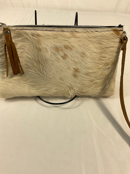 Wild Goose Cow Hide Crossbody Purse - Brown and white