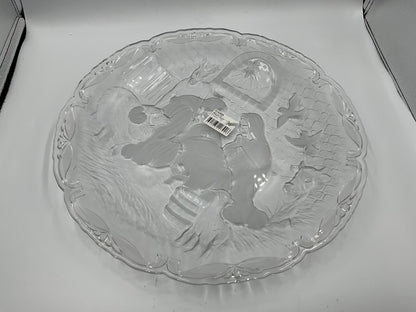 Vintage Mikasa crystal frosted glass Christmas nativity scene platter