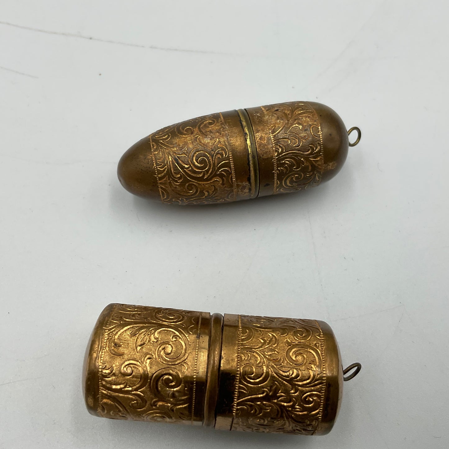 Vintage Brass Sewing Needle Case Set of 2