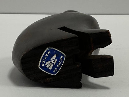Wooden Cat Figurine Dark Wood Sitting Cat Sculpture