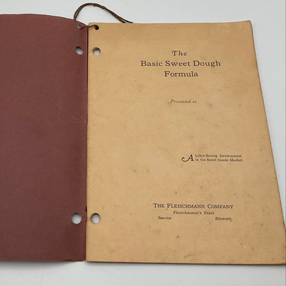 Fleischmann Company Vintage Basic Sweet Dough Formula 6th Edition Recipe Book