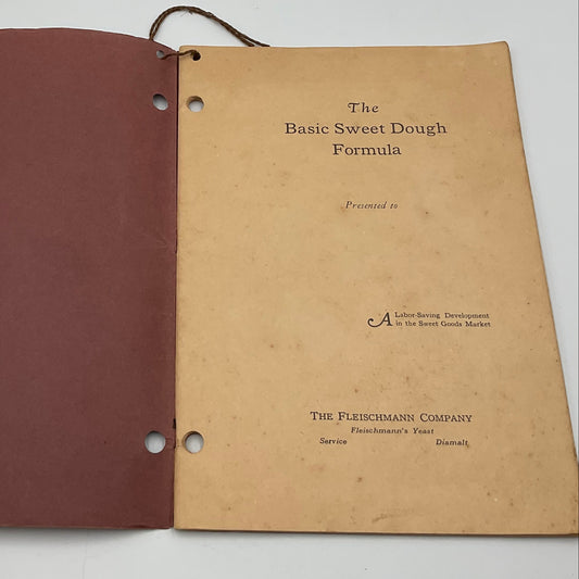 Fleischmann Company Vintage Basic Sweet Dough Formula 6th Edition Recipe Book