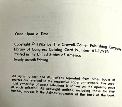 Once Upon A Time Collier's Junior Classics Series #2 Vintage 1962 Hardcover Book