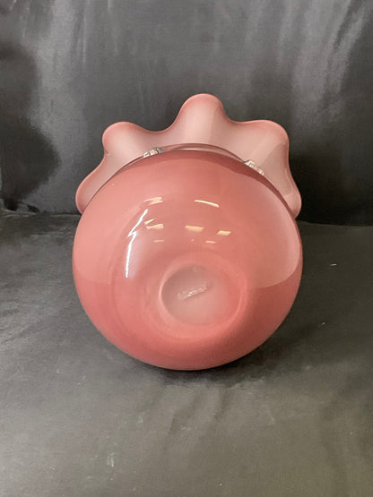 Fenton Pink Glass Bulbous Flower Vase