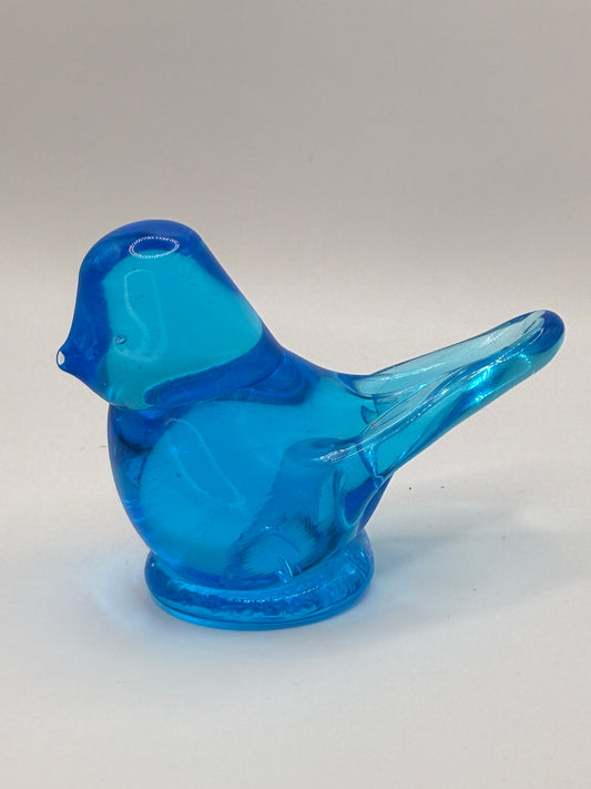 Handmade Artisan Glass "Grandma's Bluebirds" Blue Bird Figurine