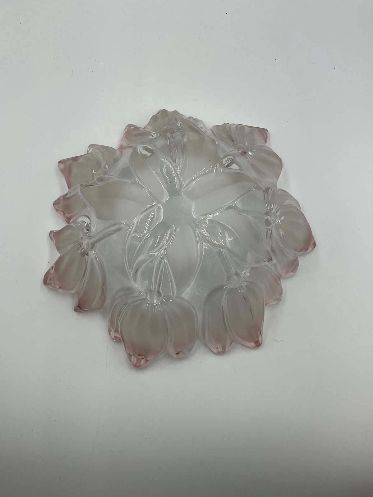 Vintage Mikasa Walther Pink Frosted Tulip Series Glass Bowl