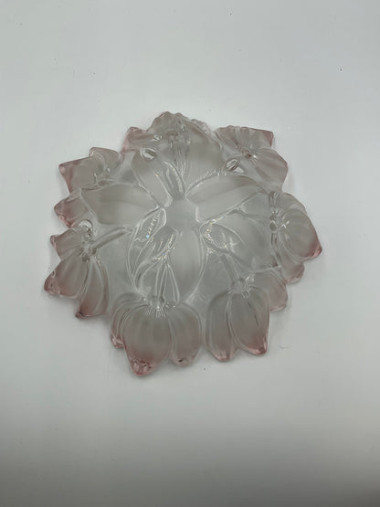 Vintage Mikasa Walther Pink Frosted Tulip Series Glass Bowl