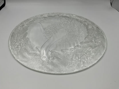 vintage clear pressed glass holiday serving platter