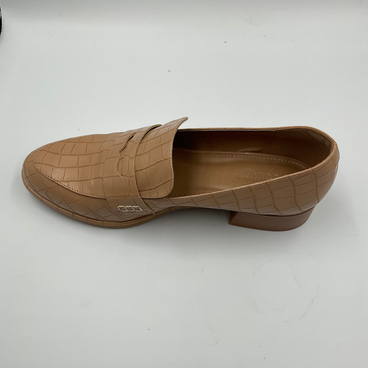 Coutgo Women's Classic Crocodile Print Casual Mid-Heel Stacked Loafers Size 10