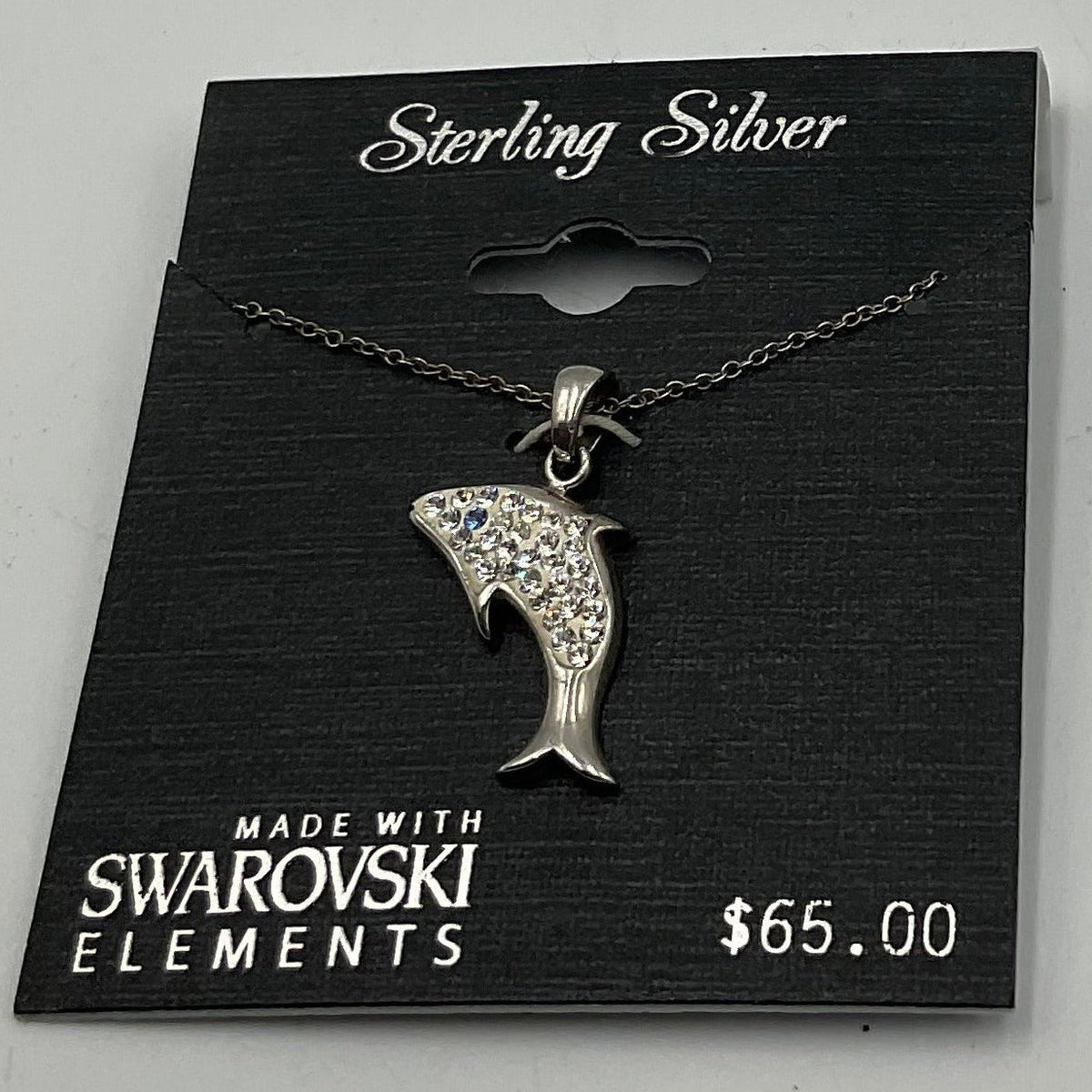 Swarovski Crystal Elements Sterling Silver Dolphin Pendant Necklace