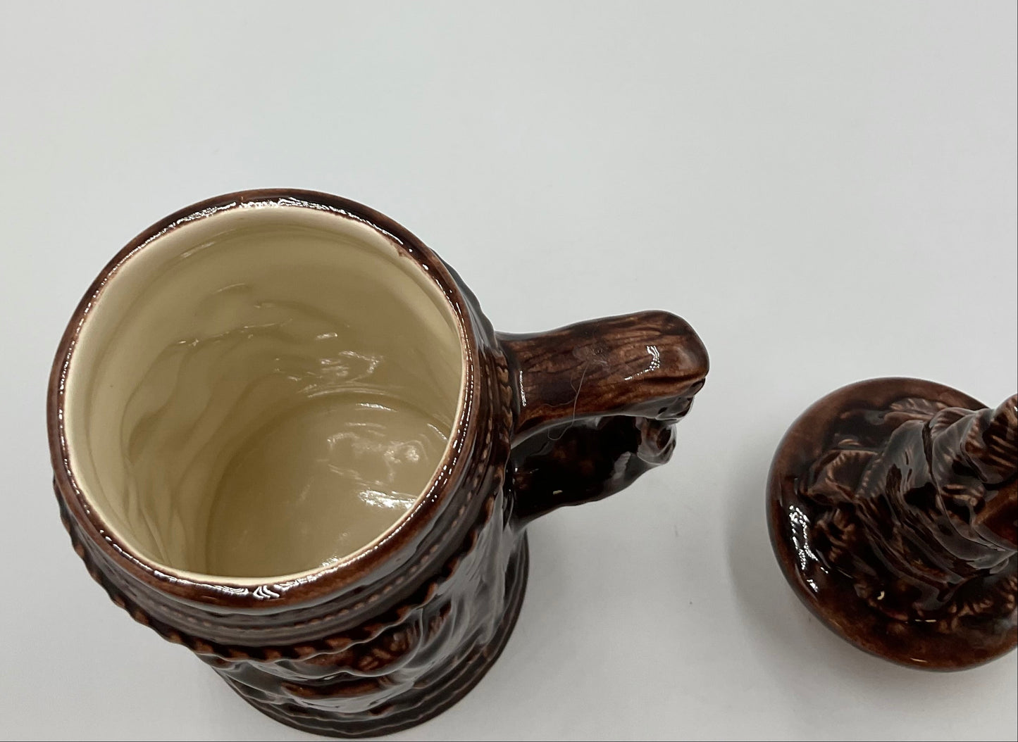 Vintage Glazed Pottery 3D Embossed Ceramic Beer Stein Gerz Germany
