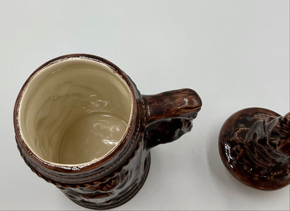 Vintage Glazed Pottery 3D Embossed Ceramic Beer Stein Gerz Germany