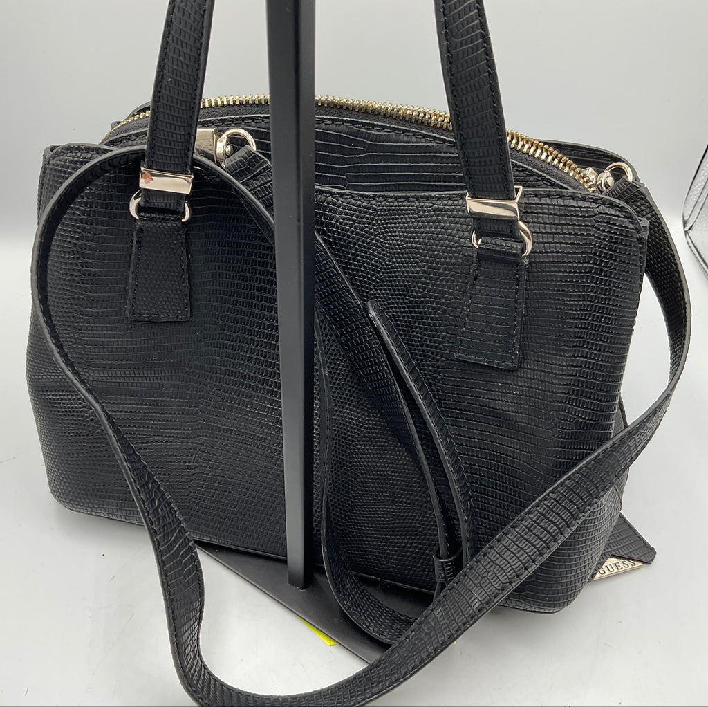 GUESS Lyndi Small Girlfriend Satchel Triple Compartment Lizard Embossed