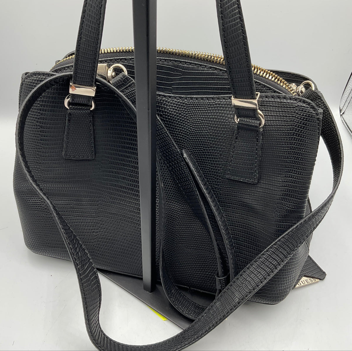 GUESS Lyndi Small Girlfriend Satchel Triple Compartment Lizard Embossed