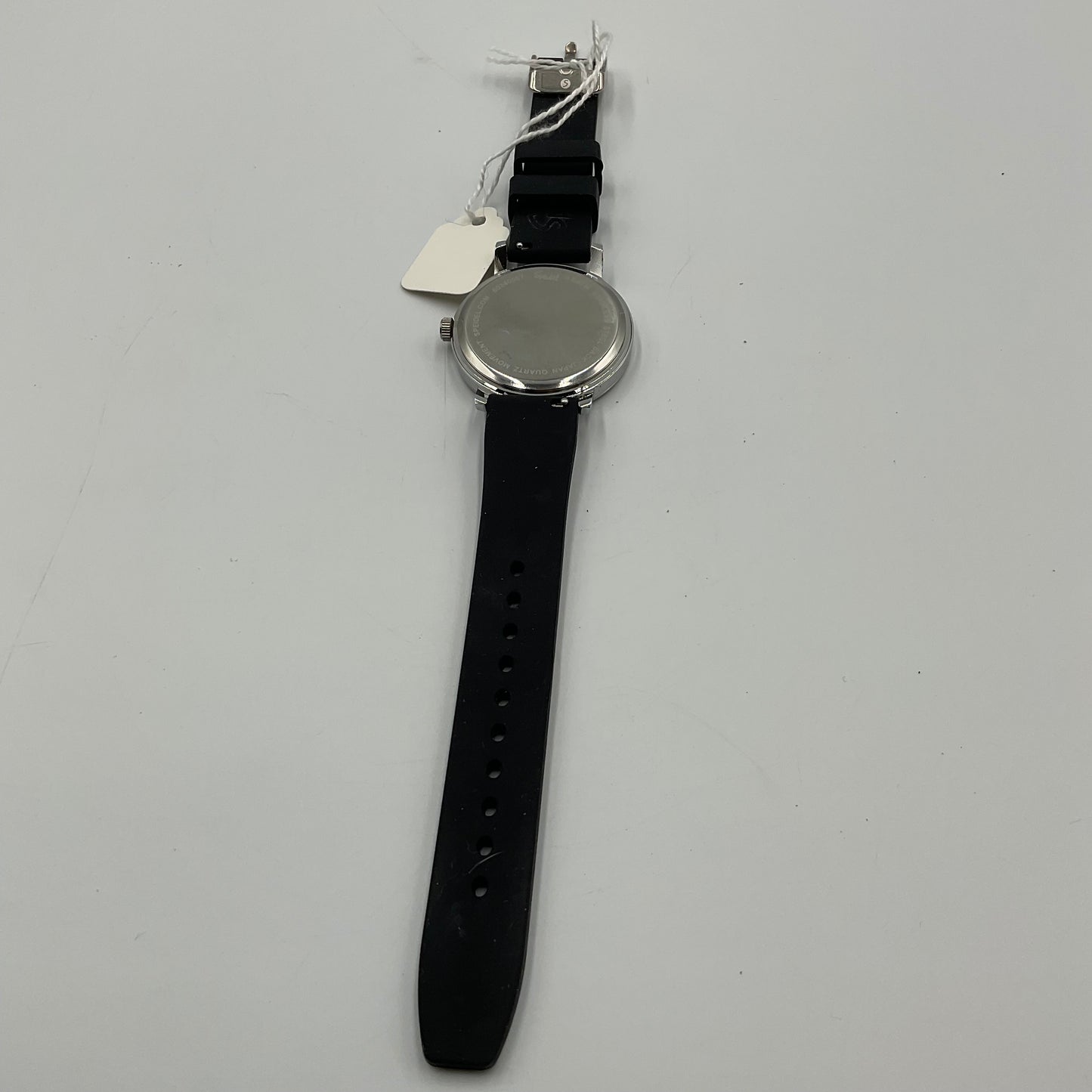 Speidel Men's Black Rubber Band White Face Easy Reader Watch