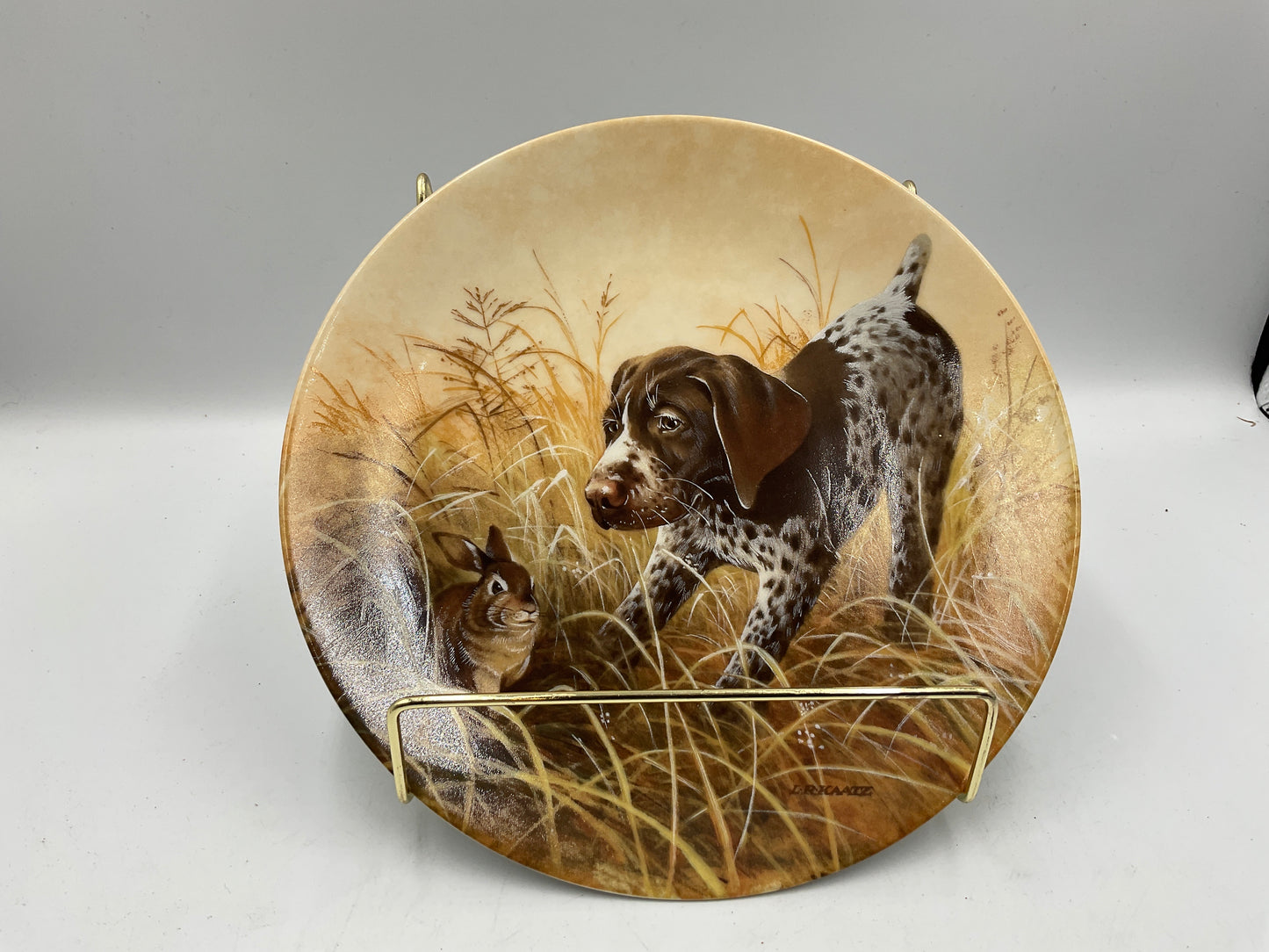 The Edwin M.Knowles China Co. “Fritz’s Folly-The German Shorthaired Pointer By Lynn Kaatz