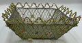 Bread Basket Boho Handcrafted Beaded Wire Mesh Decorative Basket