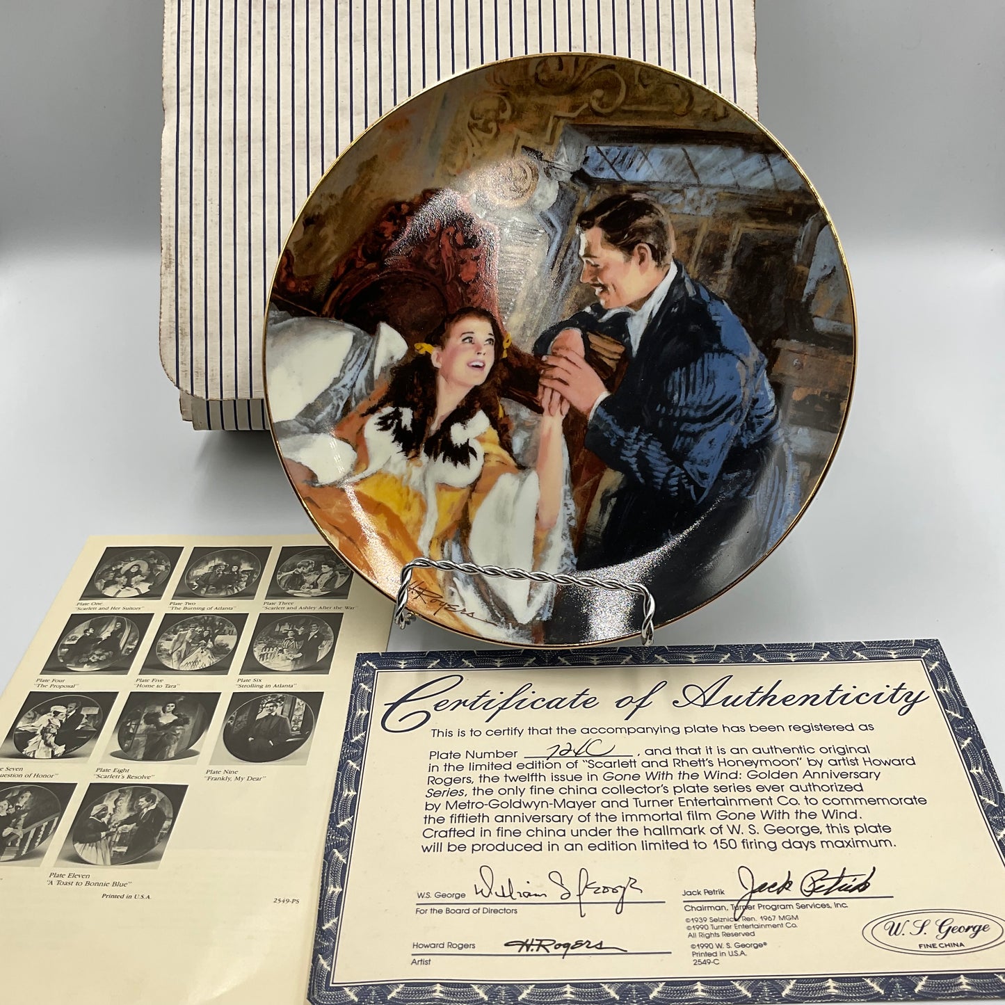 W.L. George Bradford Exchange Scarlett Rhett’s Honeymoon Gone with Wind China Plate