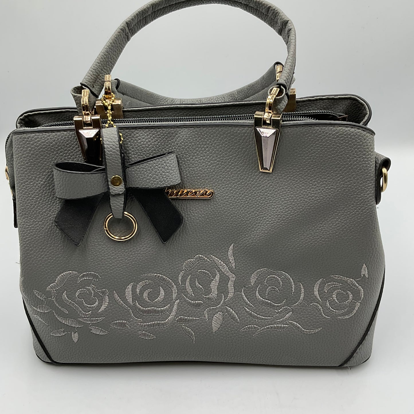 Ready JB Ziming Women’s Handbag Floral Embroidery Satchel Medium Tote Bag