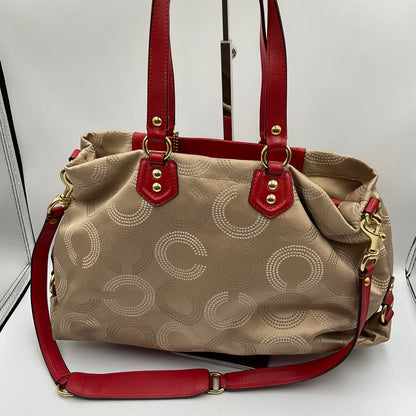 Coach Ashley Dotted Cherry Red and Beige Handbag