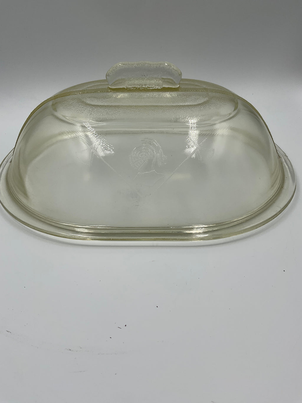 Vintage Guardian Service Hammered Oval Roaster Pan Glass Dome Lid
