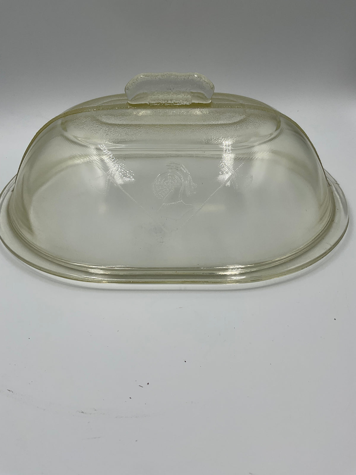 Vintage Guardian Service Hammered Oval Roaster Pan Glass Dome Lid